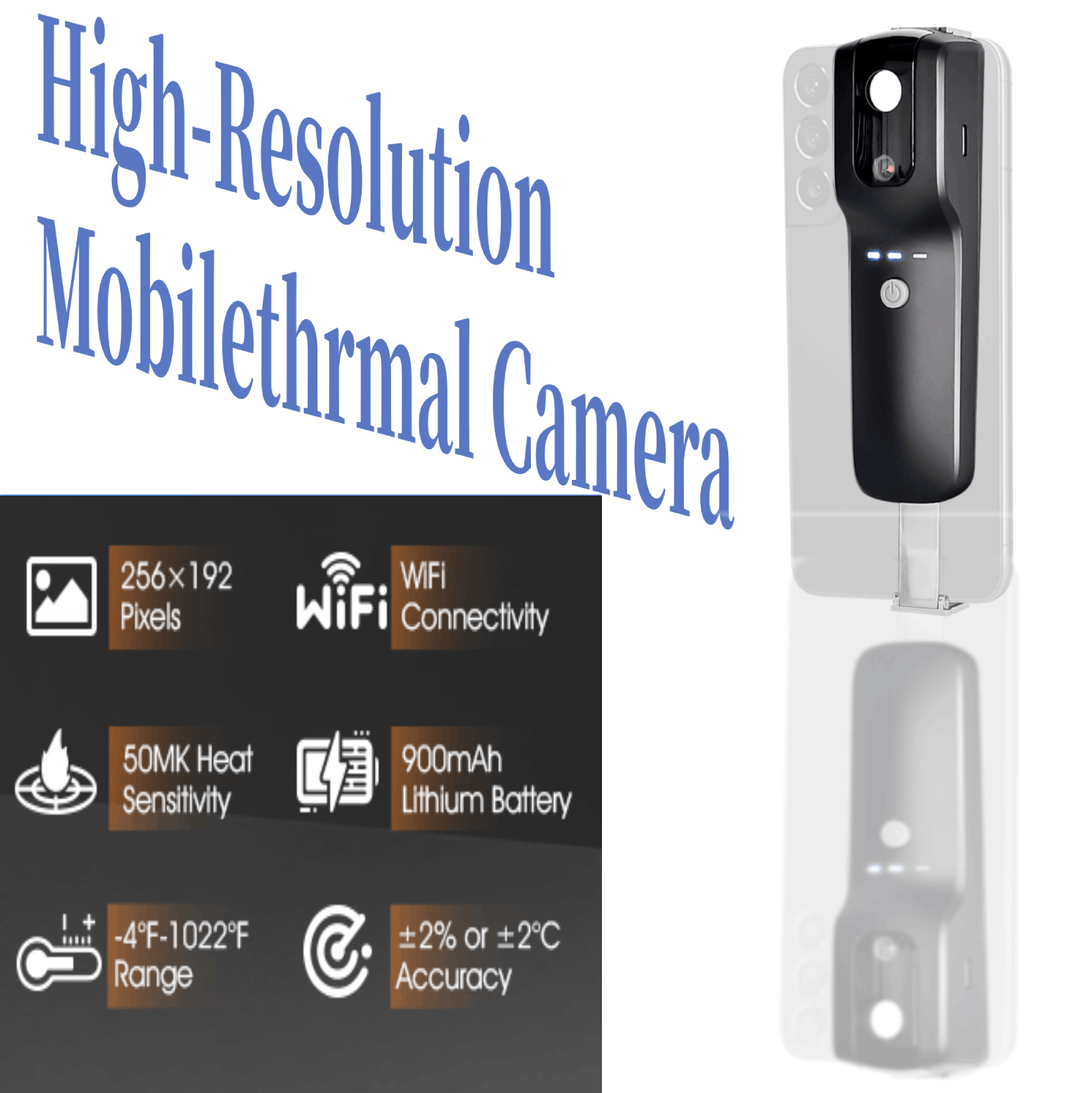 Thermal Imaging Camera 256X192 - HP951A กล้องถ่ายภาพความร้อนแบบไร้สาย 256x192 สำหรับติดโทรศัพท์ 50mK 12fps